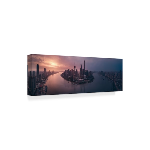 Javier De La Torre 'Flying Shanghai' Canvas Art,8x24